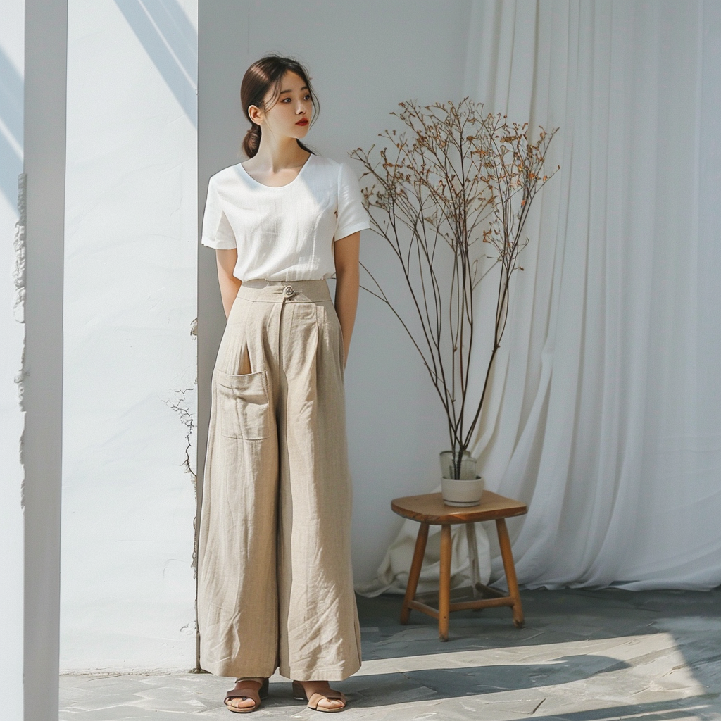 Linen blend wide pants (sample)
