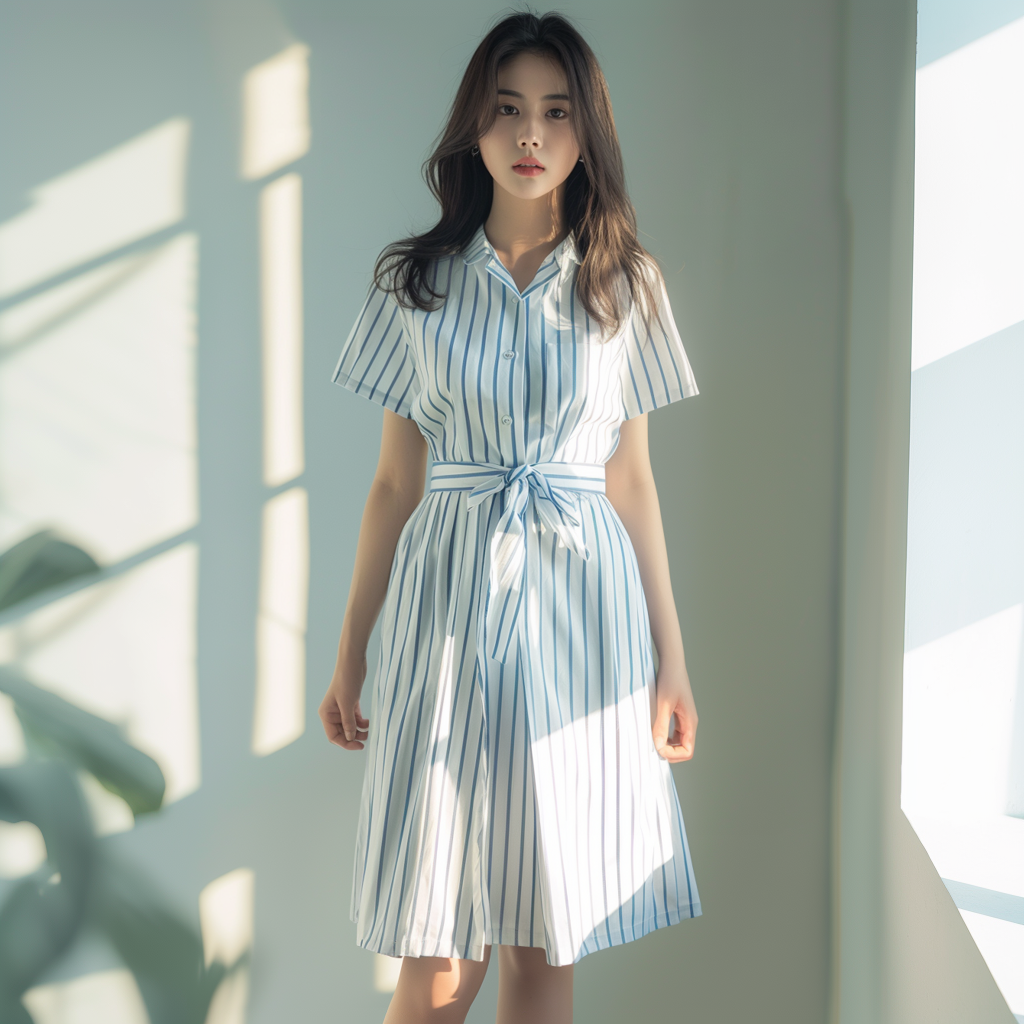Striped shirt dress (sample)